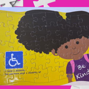 Puzzle with child and disability message.